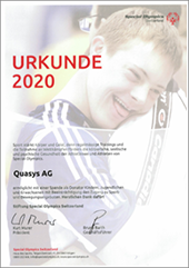 Certificate for the Swiss Special Olympics